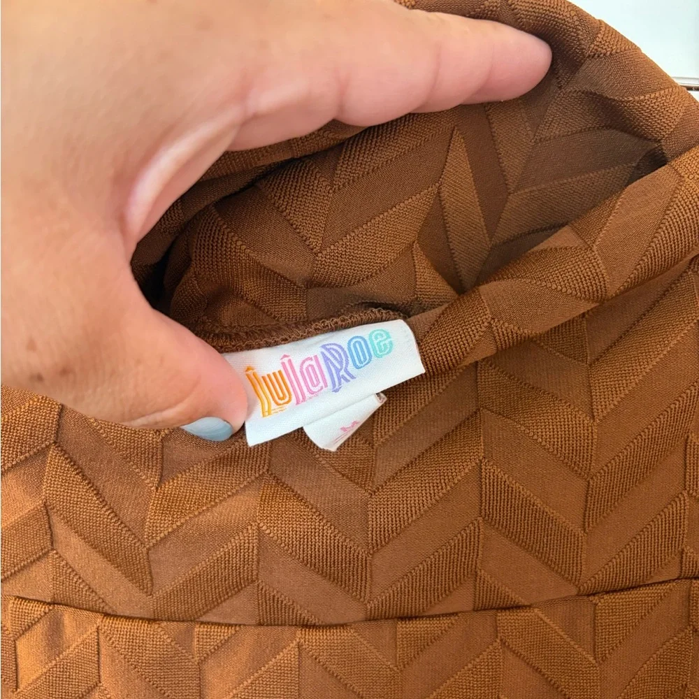 LuLaRoe Brown Chevron Midi Skirt NWT 16-20 W/L 26 M Cassie - Picture 5 of 6